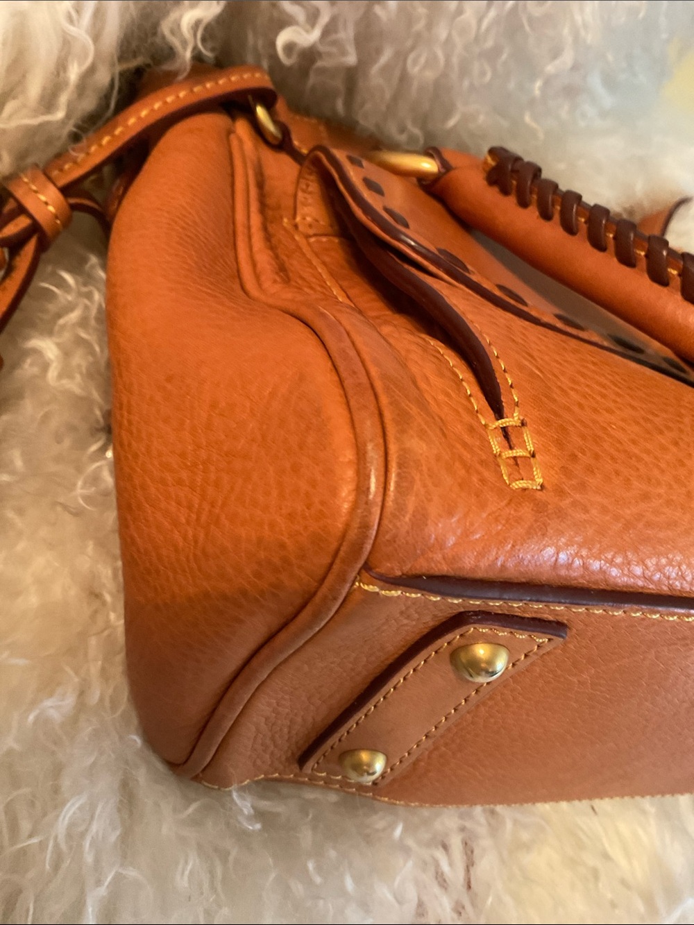 Dooney & Bourke Florentine Tan Leather Satchel - Picture 7 of 9